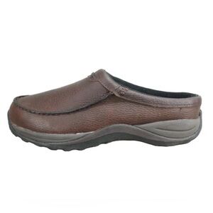 NEW L.L. Bean Men's Pebbled Rugged Dark Brown Leather Comfort Moc Slides 8